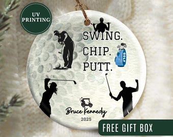 Adorno de golf personalizado, adorno navideño de golf personalizado, regalo para golfistas, adorno para amantes del golf, adorno navideño de golf, recuerdo de golf.