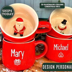 Personalized Christmas Mug with Names, Personalized Handmade 3D Family Mug Christmas Lover Gift, Special Coffee Mug, Handpainted Mug