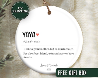 Adorno de Yaya personalizado, adorno navideño personalizado para la futura Yaya, adorno de anuncio para la futura Yaya, regalo de recuerdo.