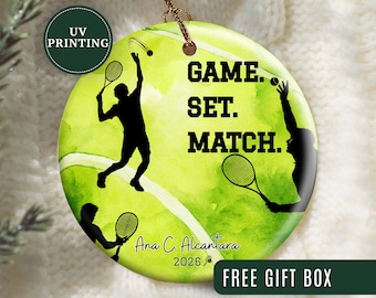 Tennis Ornament, Custom Tennis Christmas Ornament Personalized Tennis Ornament Tennis Player Ornament Tennis Team Keepsake Gift Tennis Lover