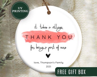 Adorno de niñera personalizado, adorno navideño de niñera personalizado para la nueva niñera, regalo de anuncio de niñera, adorno de niñera de recuerdo de la nueva niñera