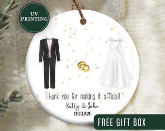 Adorno para oficiante de boda, adorno navideño personalizado para oficiante de boda, regalo de agradecimiento para oficiante de boda.