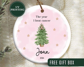 Cancer Survivor Ornament, Custom Cancer Survivor Christmas Ornament Cancer Warrior The Year I Beat Cancer Ornament Cancer Keepsake Ornament