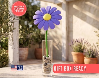 Ramo de flores 3D personalizado con jarrón, regalo del Día de la Madre para mamá, margarita artesanal, regalo de cumpleaños para mamá, ramo de flores para la abuela con jarrón.