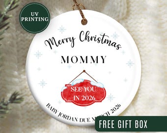 Adorno para nueva mamá, adorno navideño personalizado para nueva mamá, adorno navideño para futura mamá, regalo de recuerdo para mamá, anuncio de nueva mamá