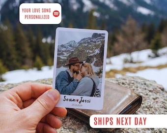 Tarjeta de foto de metal personalizada para billetera: regalo personalizado para novio, novia, esposo o esposa. Regalo de aniversario o San Valentín para él.