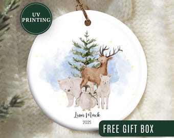 Adorno navideño infantil de animales, regalo navideño infantil personalizado de animales para niños