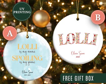 Adorno de Lolli personalizado, adorno navideño de Lolli personalizado para nueva Lolli, regalo de anuncio de Lolli, recuerdo de Lolli Est, adorno de Lolli