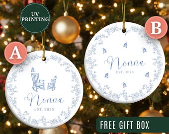 Adorno de Nonna personalizado, adorno navideño personalizado para Nonna, regalo de anuncio de Nonna, recuerdo de Nonna Est, adorno de Nonna