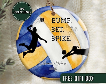 Adorno de voleibol, adorno navideño de voleibol personalizado, adorno de voleibol personalizado, regalos para jugadores de voleibol, recuerdo del equipo de voleibol.