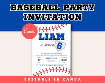 Baseball Birthday Invitation | Rookie of the Year, Sports Birthday, Birthday Boy Invitation, Canva Editable Template, Digital Download