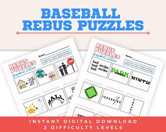 Rompecabezas de béisbol / Rompecabezas diferenciados (fáciles y difíciles), PDF y PNG imprimibles, juego para el aula, educación en casa, actividad para fiestas deportivas