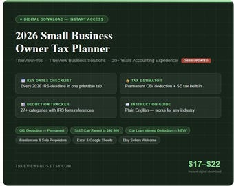 2026 Small Business Tax Planner — OBBB Updated | Quarterly Income & Deduction Tracker for Self-Employed