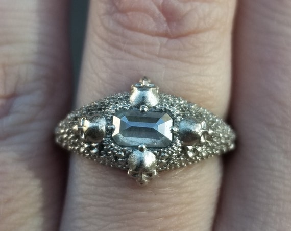 Ready to Ship Size 6 - 8 - HAUNTED 4 Skull Diamond Solitaire - 14k Palladium White Gold