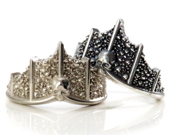 Ready to Ship Size 6 - 8 - Catacomb Web Ring - 14k Palladium White Gold or Sterling Silver