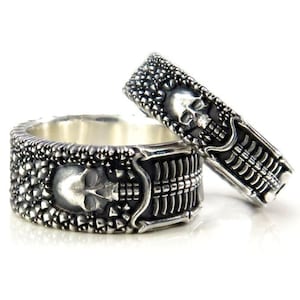 Till Death Do Us Part - His & Hers Skeleton Wedding Band Set - Meet me in the Afterlife - Sterling Silver