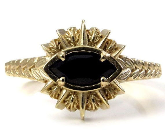 Sage Burning All Seeing Eye Ring - Marquise Gemstone in 14k Gold