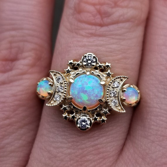 Opal moon engagement ring deals