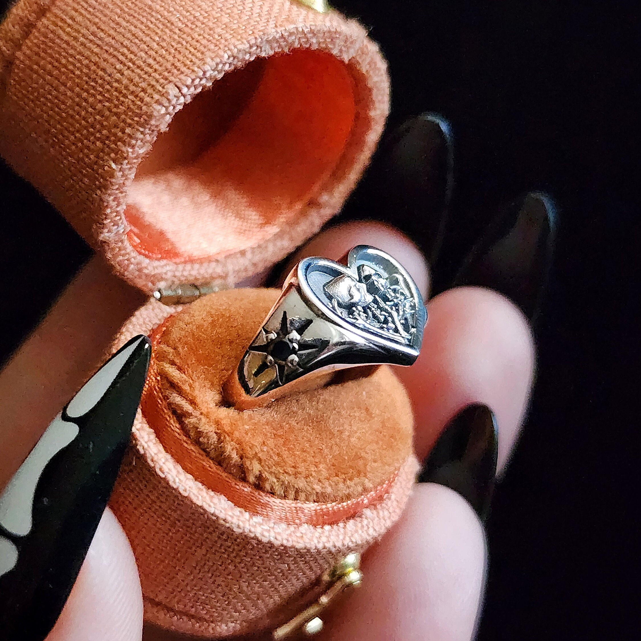Crying heart sale signet ring