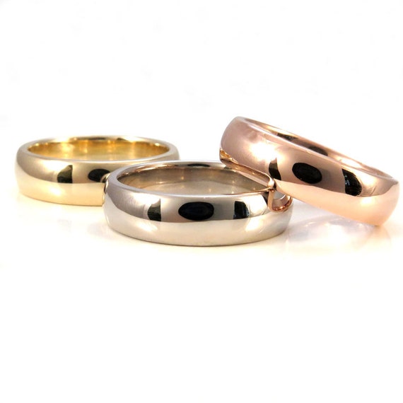 Ready to Ship Size 10 -10.5 Comfort Fit 14k Gold Mens Engagement Ring - 14k Rose or Yellow - High Shine - 6mm