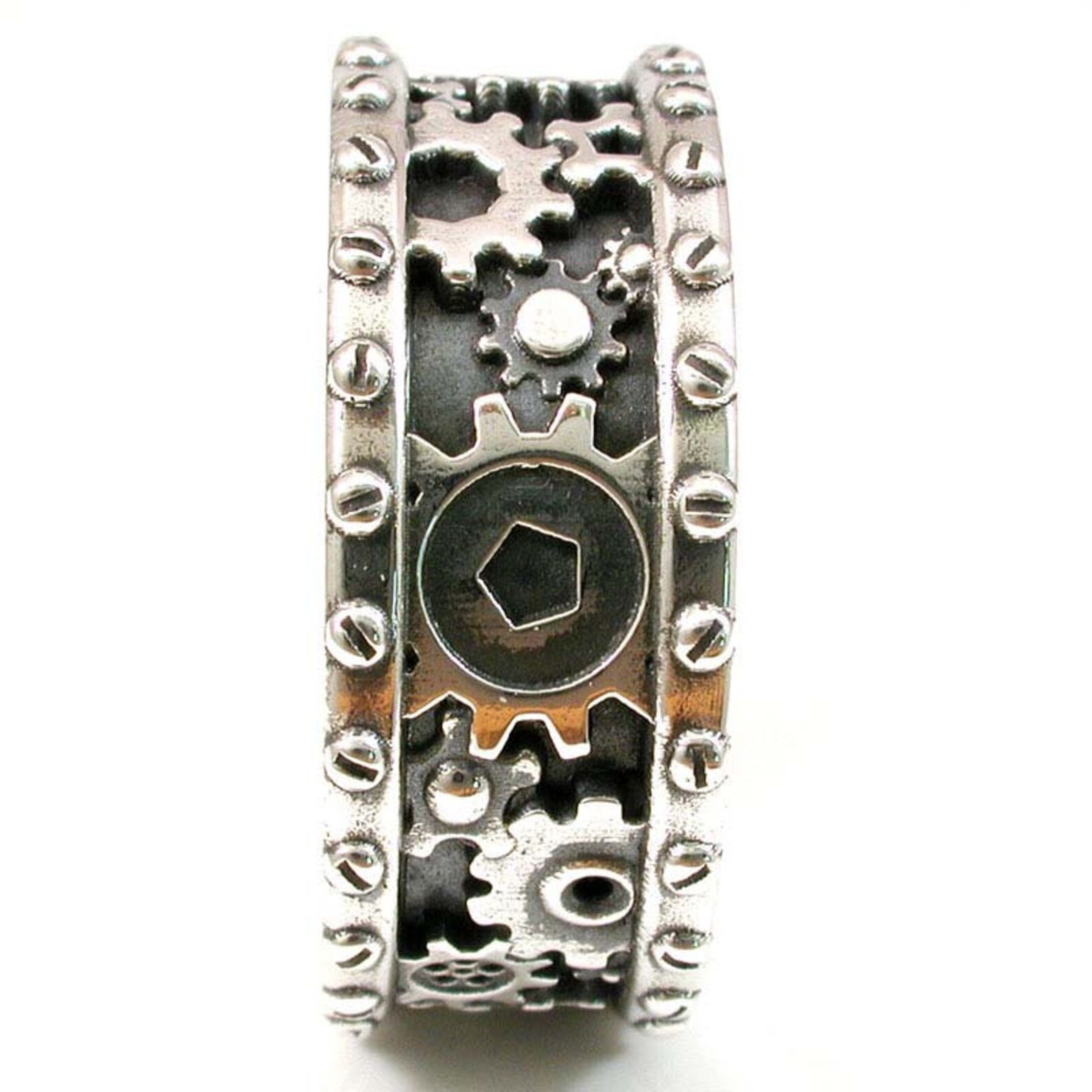 Steampunk Mens Handmade Gear Ring Steampunk Band Gears Ring For Men Steam Punk Wedding Ring Mens