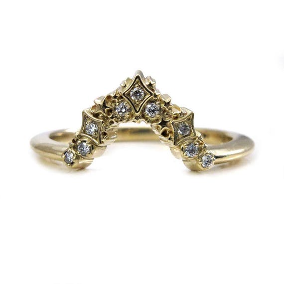Diamond Stardust Curved Stacking Gold Wedding Band - Bohemain Fine Jewelry