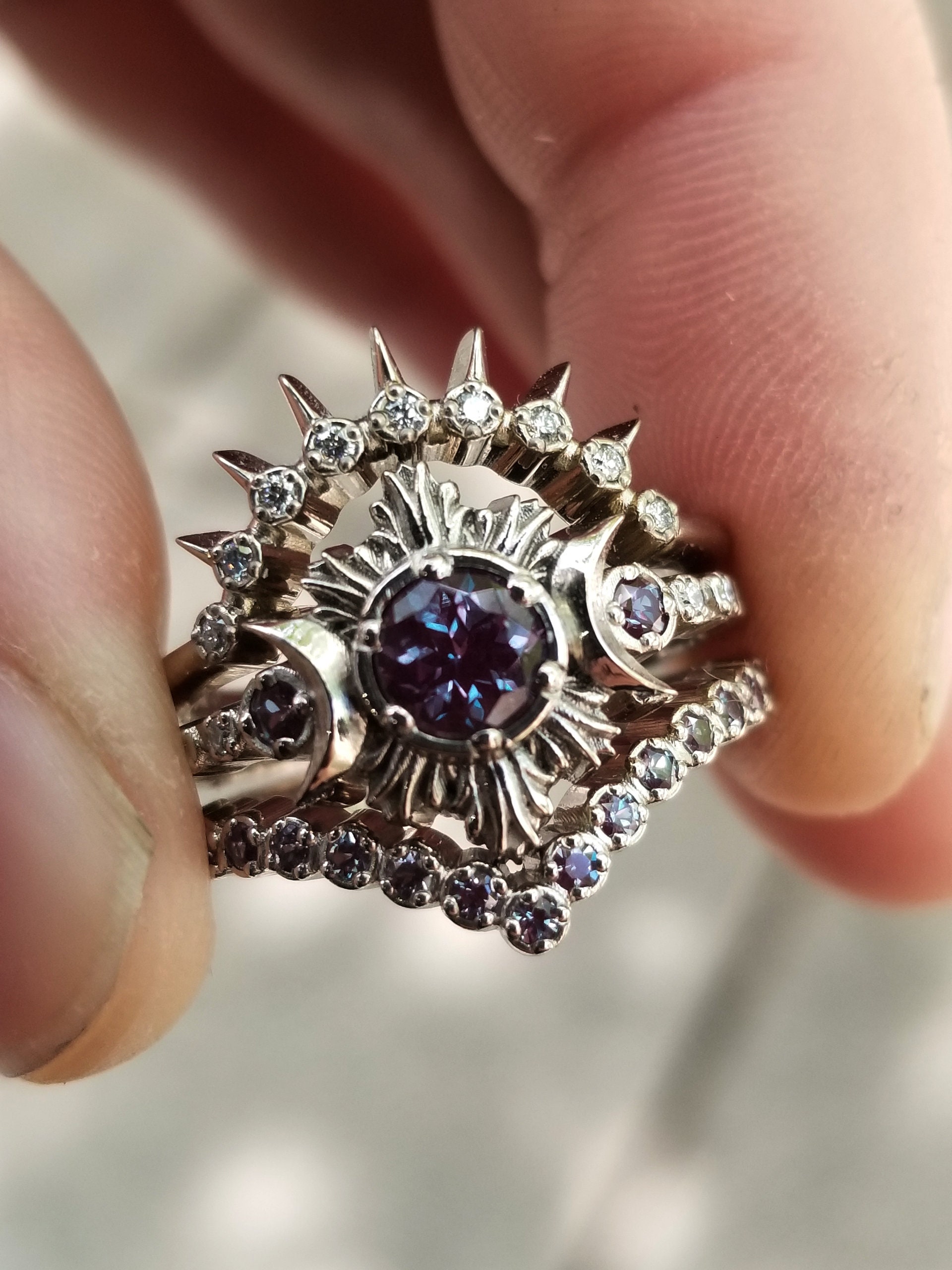 triple moon engagement ring