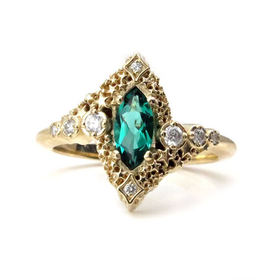 Marquise Constellation Engagement Ring - Gold Celestial Diamond Cluster Ring