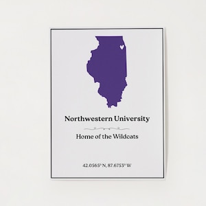 Northwestern University Poster, Northwestern Wildcats Wall Art, College Dorm Decor, Graduation Gift, Evanston Print