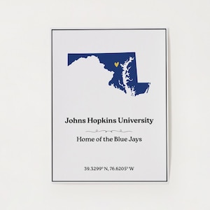 Johns Hopkins University Poster: JHU Blue Jays Wall Art (PDF Download)