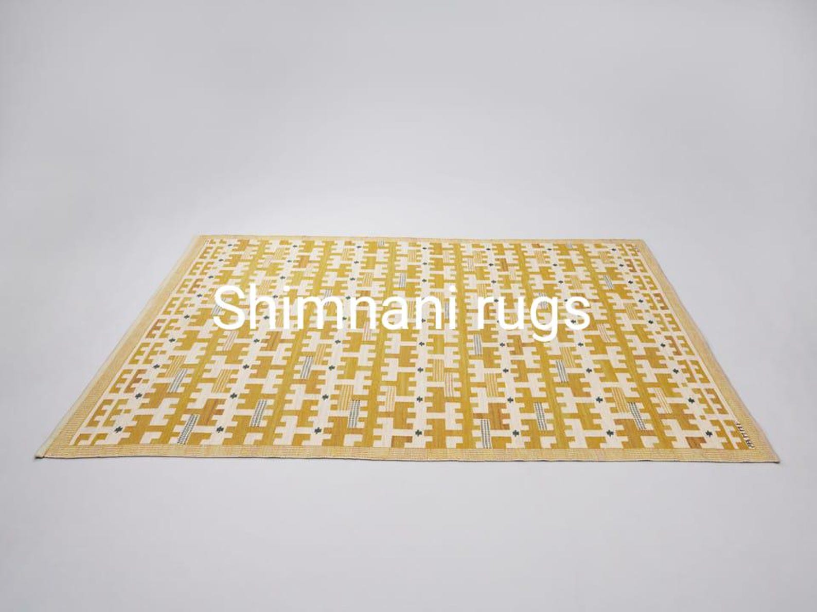 Swedish Style Mustard Yellow Kilim Rug | Scandinavian Geometric Wool ...