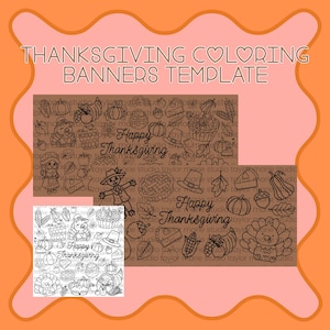 Thanksgiving Coloring Banner, Kids Activity, Fall Classroom Art (Digital Download)