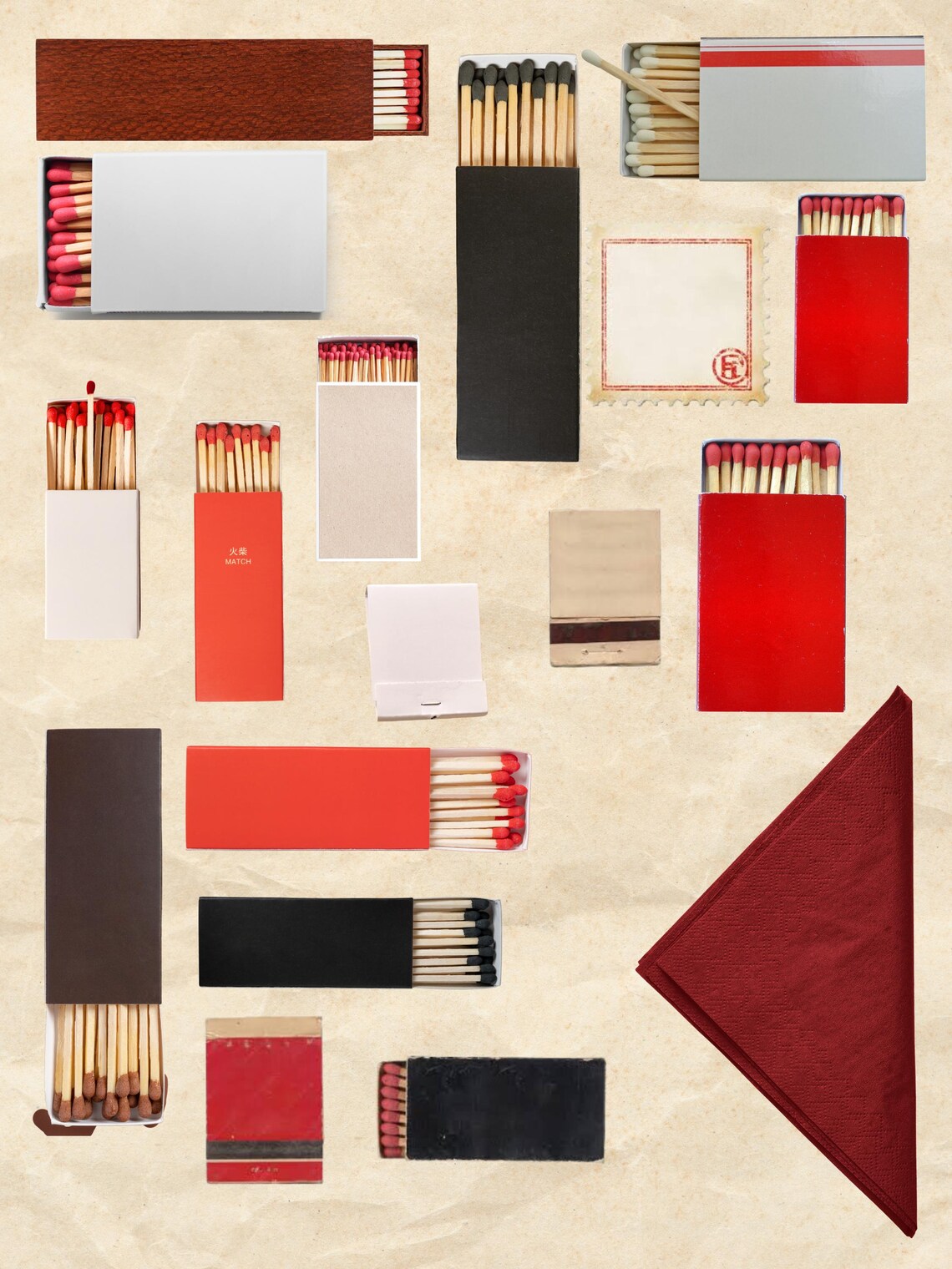 Retro Matchbox Collage Poster Template Custom Bar Art (digital