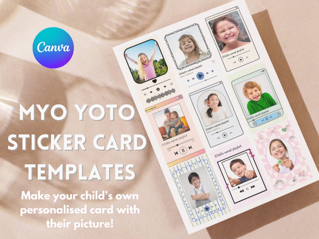 MYO Yoto Card Template, Photo DIY Sticker Sheet for Yoto Player
