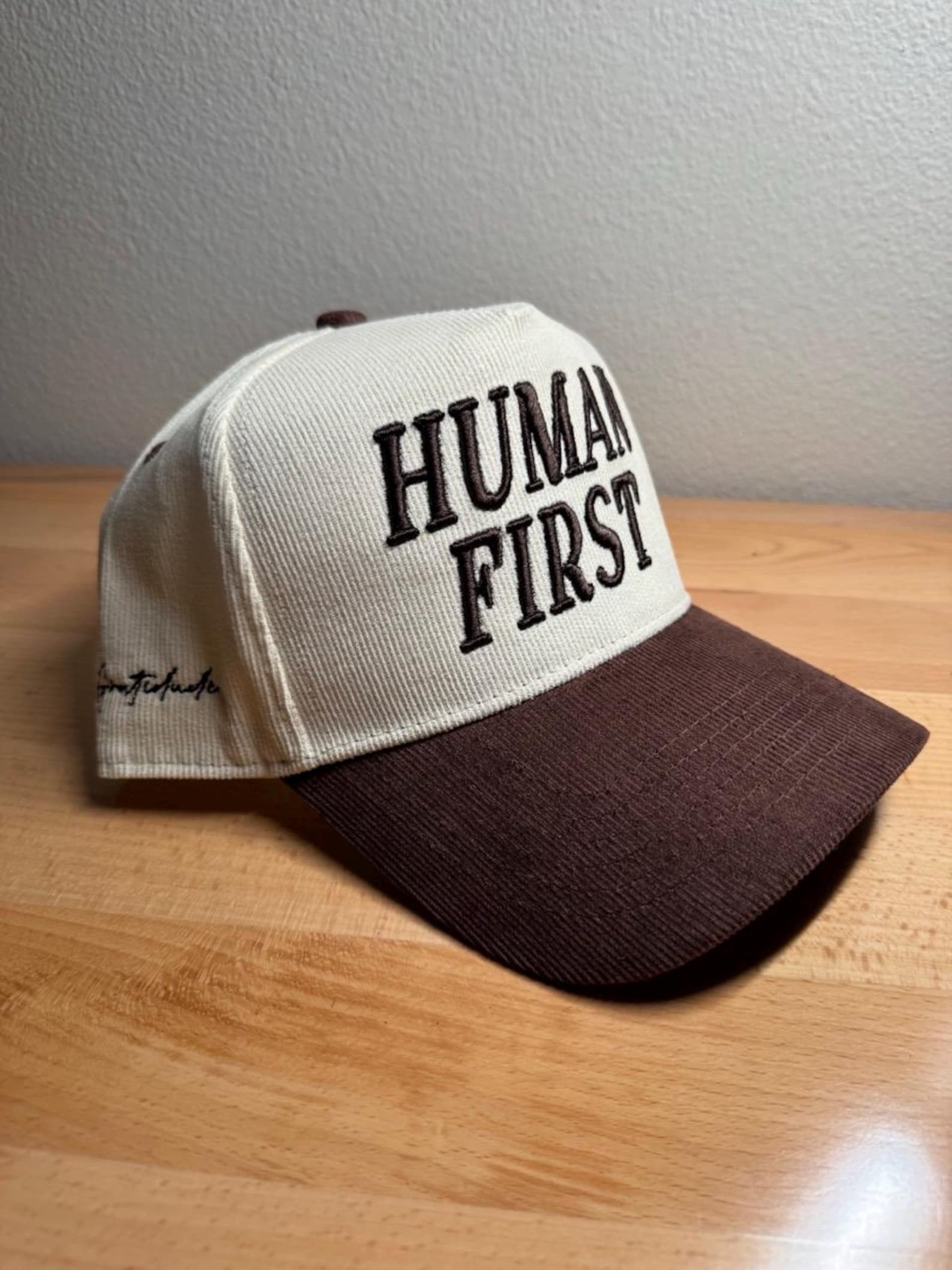 Embroidered Corduroy Snapback Cap