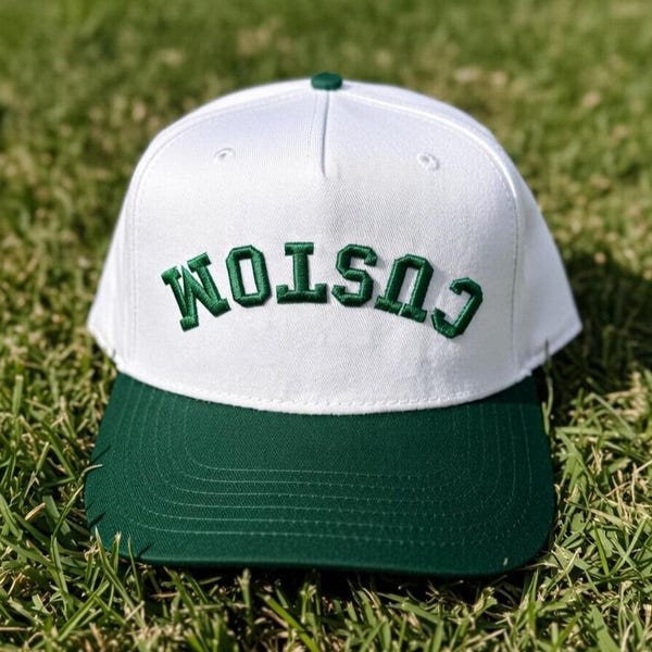 Custom Upside Down Text, 3D Puff Embroidered Cap, 5 Panel Two Tone Baseball Cap, Personalized Make Your Own Hat, Embroidery Snapback Cap