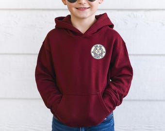 Raised Rinkside™ Youth Hockey Sweatshirt | Kids Hockey Gift | Minnesota Hockey Kid Hoodie | Travel Hockey Apparel | Rink Rat Hockey Co