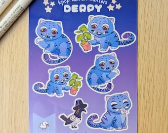 Kpop Demon Hunters Derpy Tiger Wasserfester, glänzender Stickerbogen