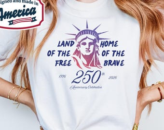 Chemise 250e anniversaire de l'Amérique, t-shirt célébration patriotique des États-Unis, t-shirt couleurs confort Statue Liberty, cadeau pour lui, vêtements du 4 juillet