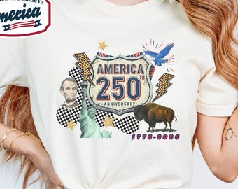 America 250th Anniversary Shirt, Patriotic USA Celebration Tee, Vintage Collage Comfort Colors Tshirt, gift for him her, 4th of July Apparel