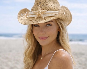 Straw Cowboy Hat Cowgirl Hat Coastal Cowgirl Hat Summer  display picture 3