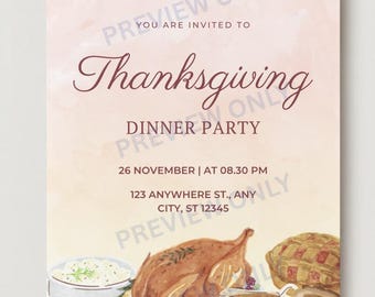Instant Thanksgiving Invitation | Editable Fall Party Invite | Friendsgiving Dinner Printable