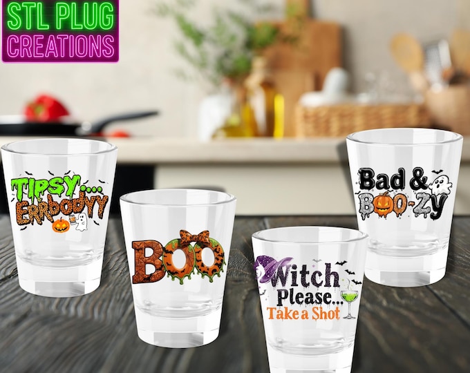 Halloween Shot Glass Set: Spooky Party Barware, Set of 4