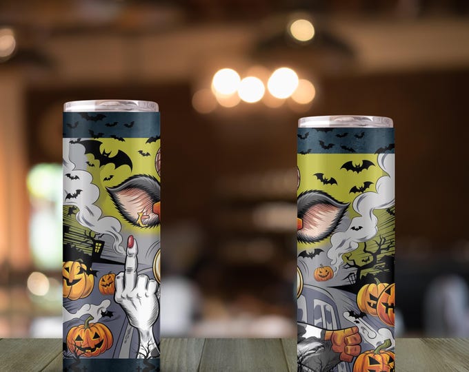Funny Cow Halloween Tumbler: 20oz Stainless Steel Middle Finger Design