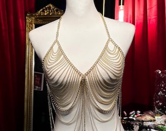 Gold Dipped Body Chain, Bohemian Festival Jewelry