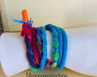 Recycled T Shirt Yarn Wrap Bracelet, One Size Fits All