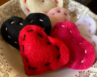 Rustic Felt Embroidered Mini Hearts