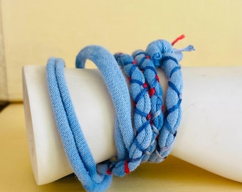 Recycled T Shirt Yarn Braided Wrap Bracelet, One Size Fits All