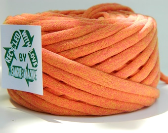 Recycled T-Shirt Yarn, Orange 37 Yards , T Shirt Yarn, Bulky