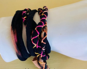 Recycled T Shirt Yarn Wrap Bracelet, One Size Fits All